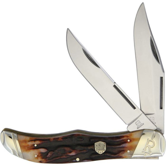 Folding Hunter Brown Stag Bone